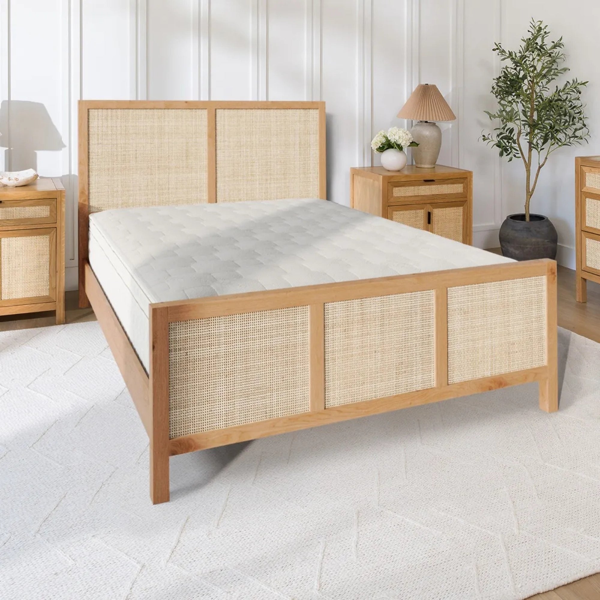 Arienzo Oak & Rattan Bedroom Set | Sustainable Bed Frames