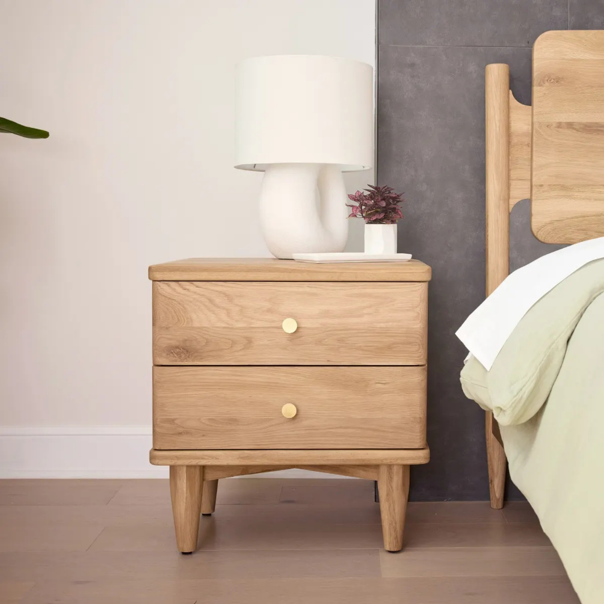 Duna Verde Modern Natural Wood Nightstand | Real White Oak