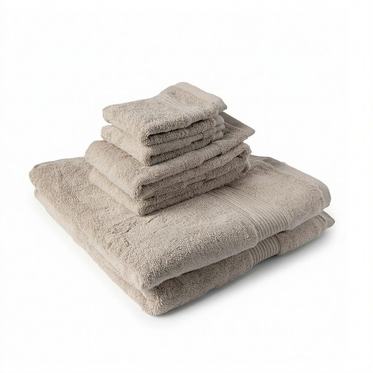 Stack of beige towels on a white background #color_taupe