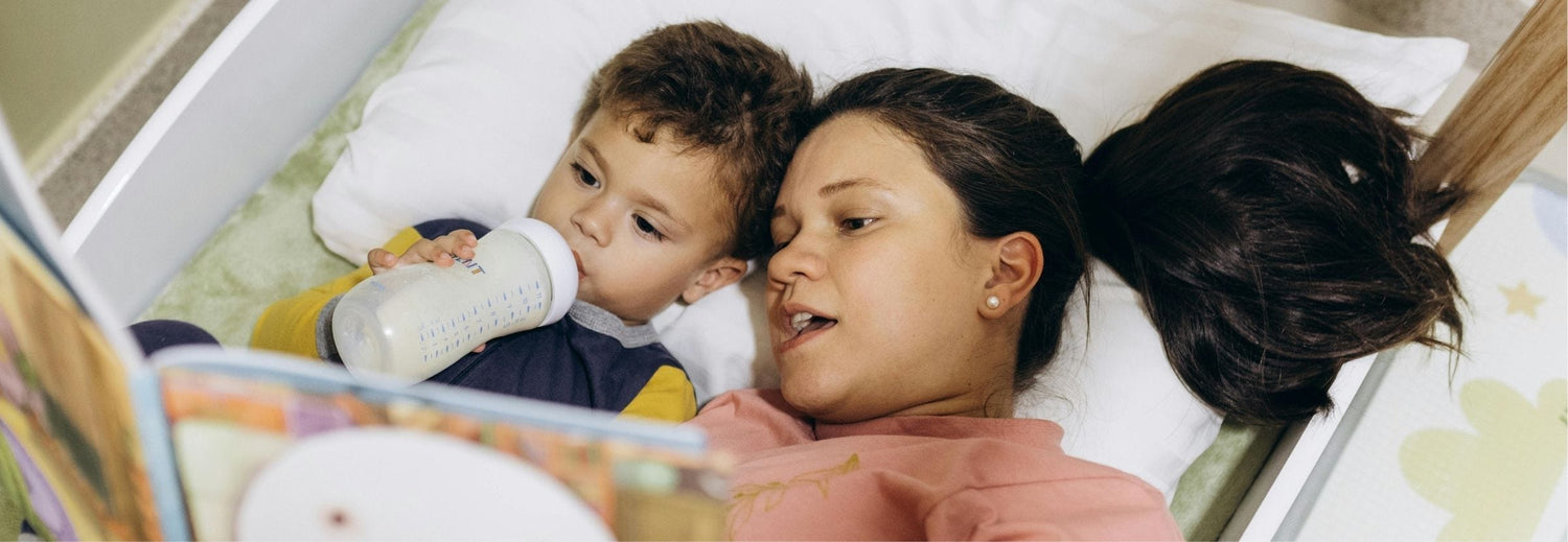 Parent reading child a bedtime story