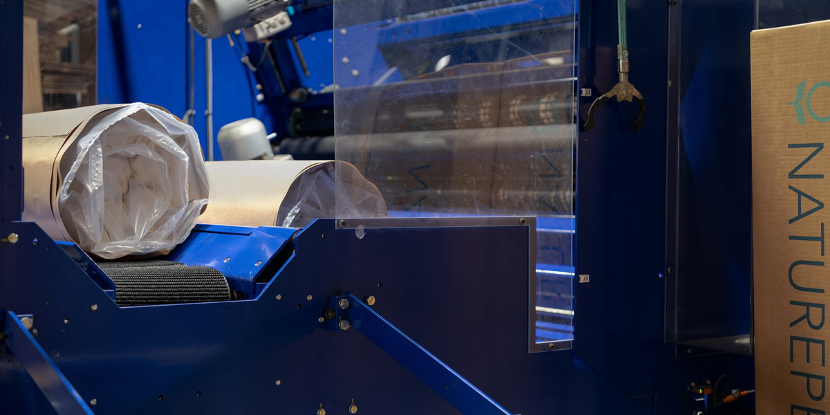 Naturepedic's kraft paper mattress packing machine
