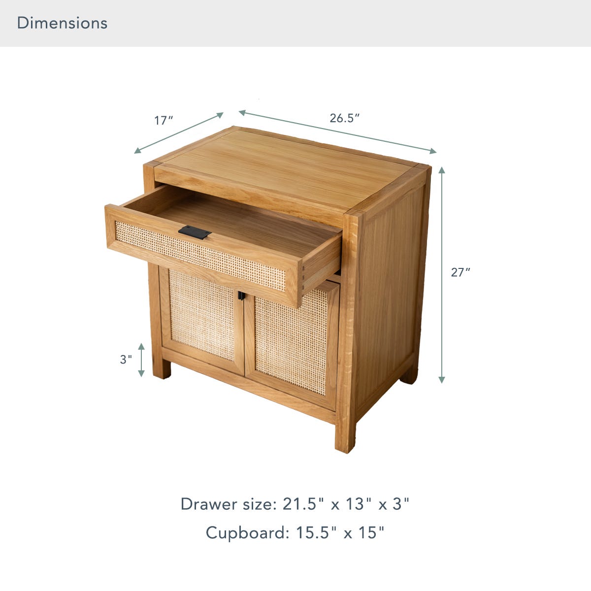 Arienzo FSC®-Certified White Oak Nightstand | Solid Wood Rattan