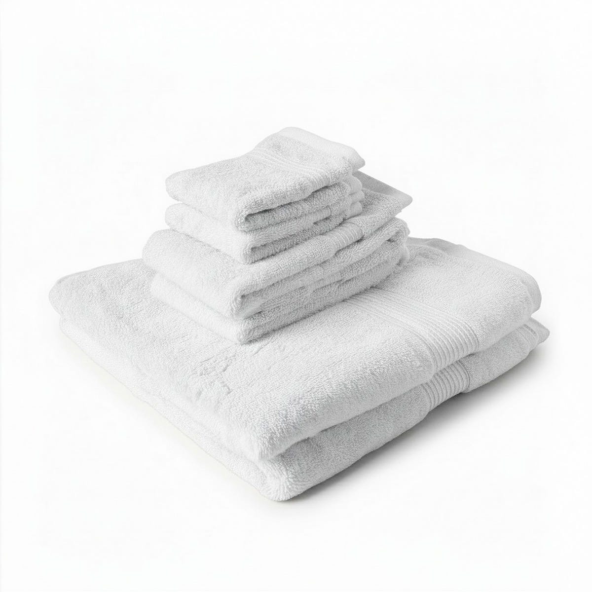 Stack of white towels on a white background #color_arctic snow