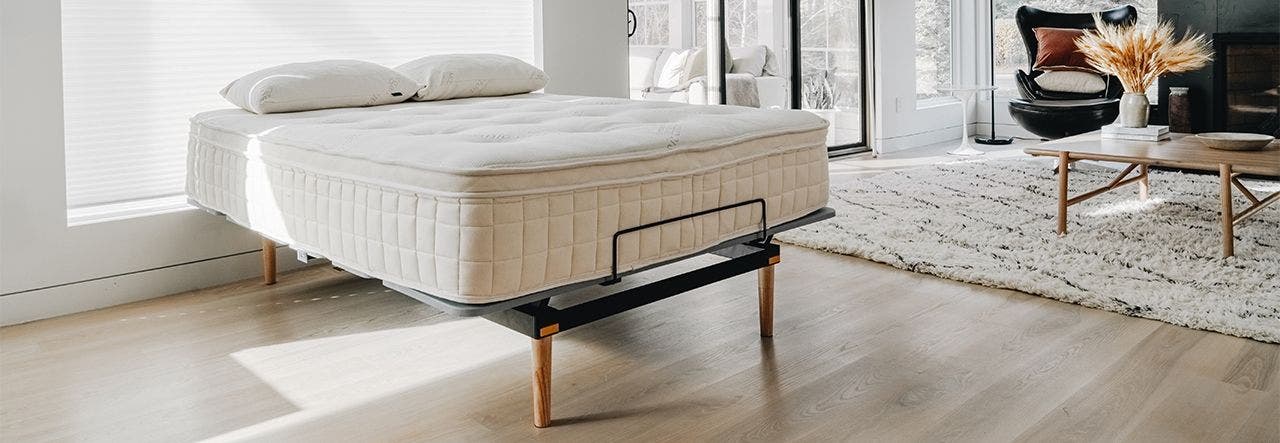 Naturepedic organic mattress on an adjustable bed frame