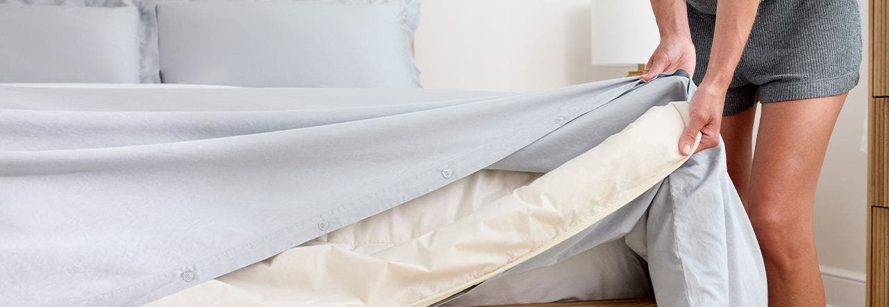 making bed with an organic duvet cover