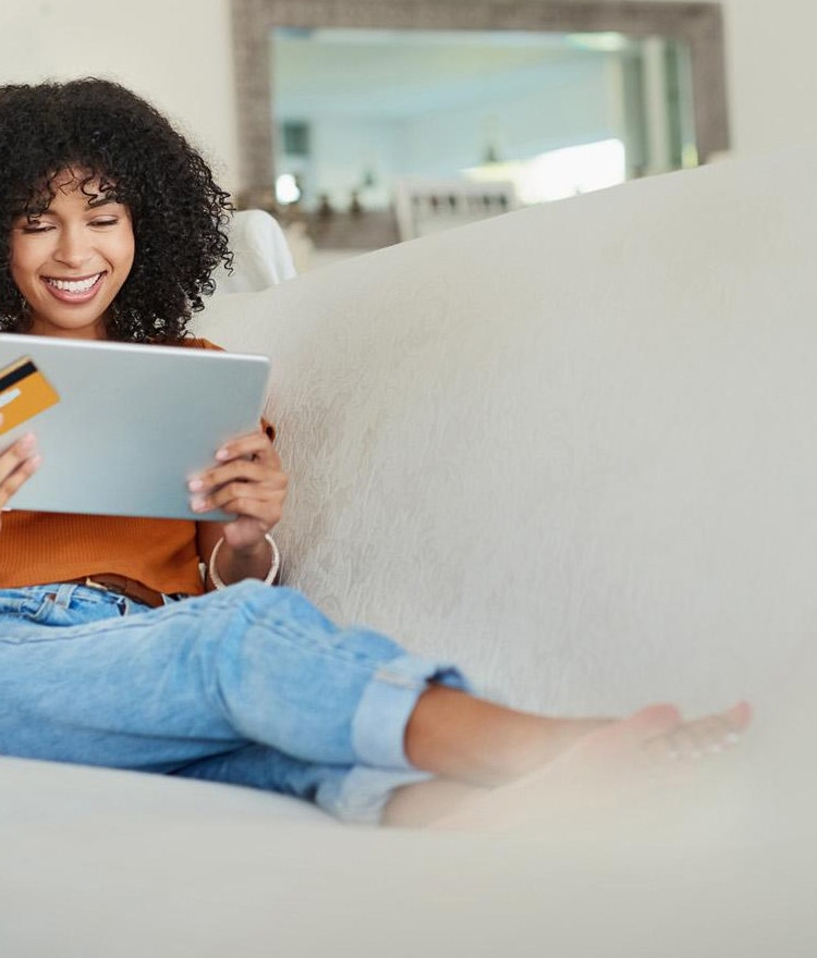 Woman online shopping