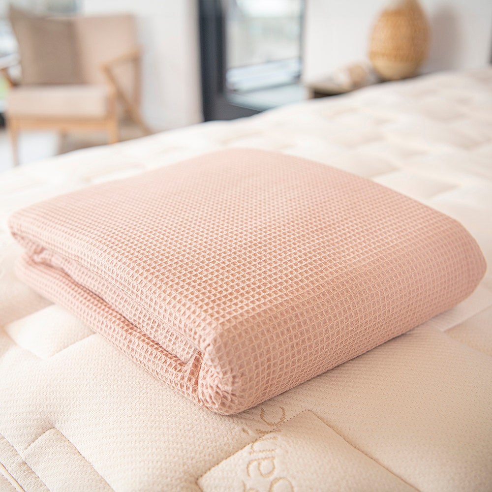 Organic Cotton Queen Blanket Waffle Auburn