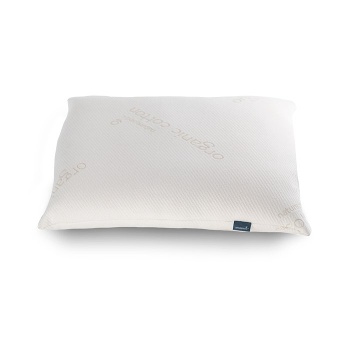PLA pillow with organic cotton cover on white background