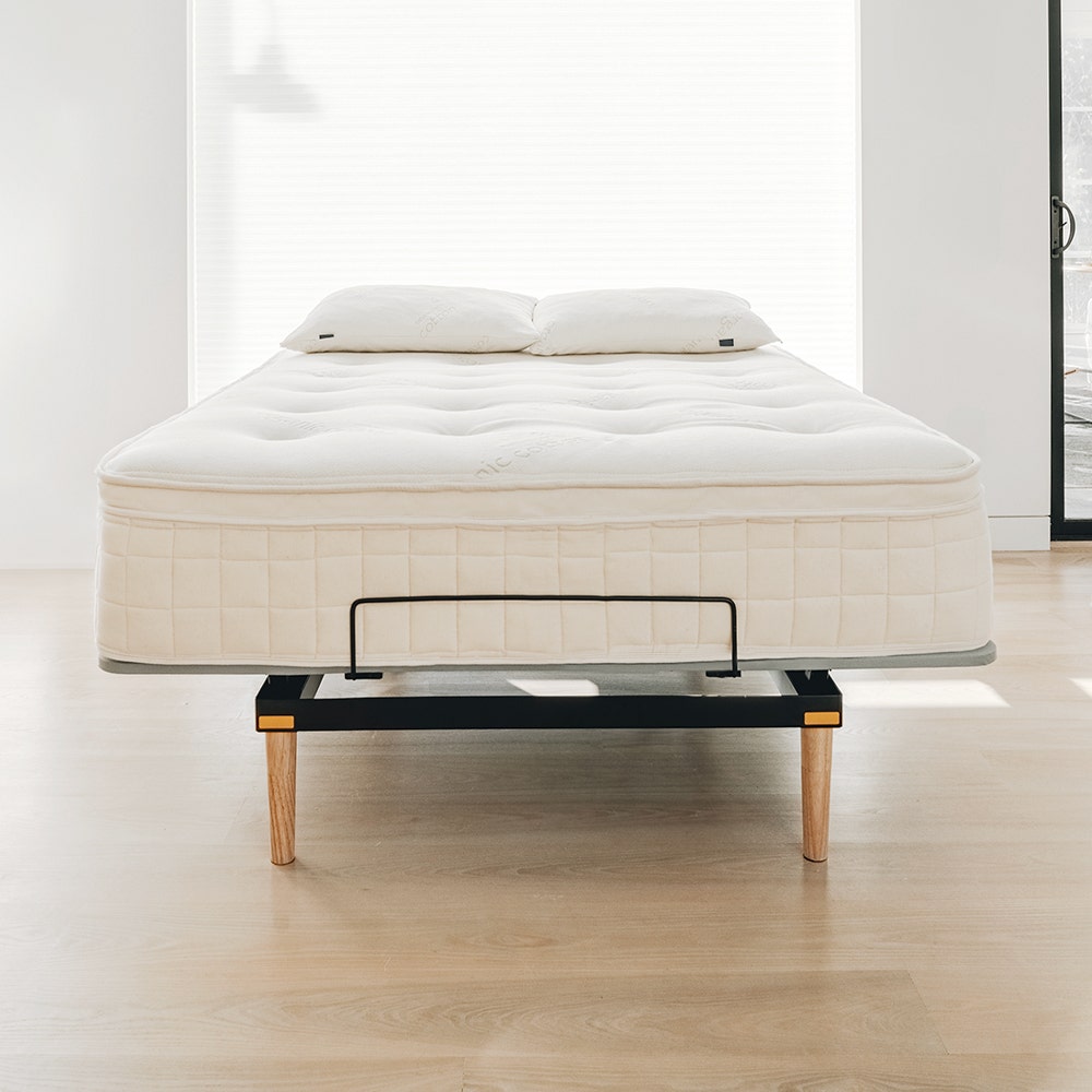 Conductor Adjustable Bed Frame (Organic Fabric/Wood Legs)