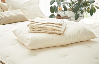 Sheets and pillow on bed