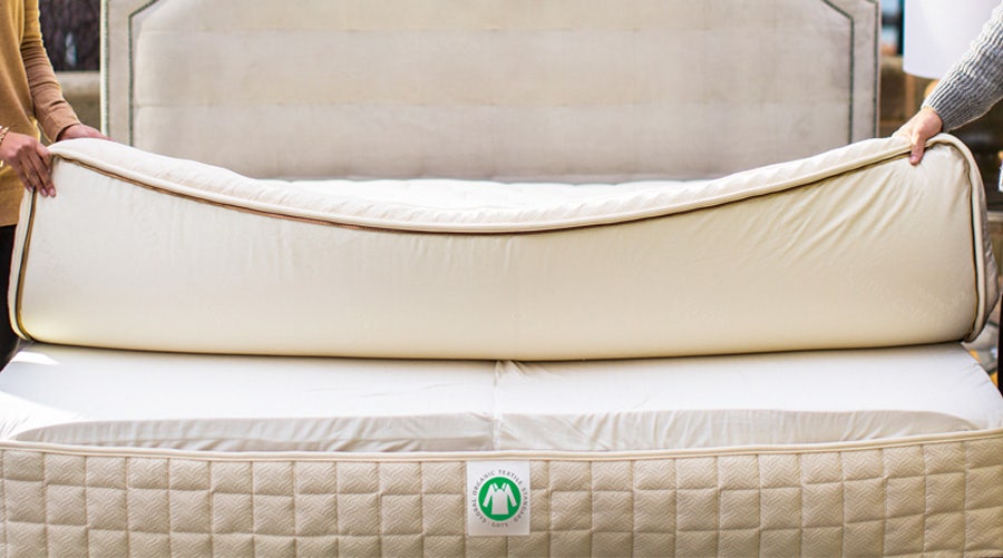 Mattress showing the Global Organic Textile Standard certification 