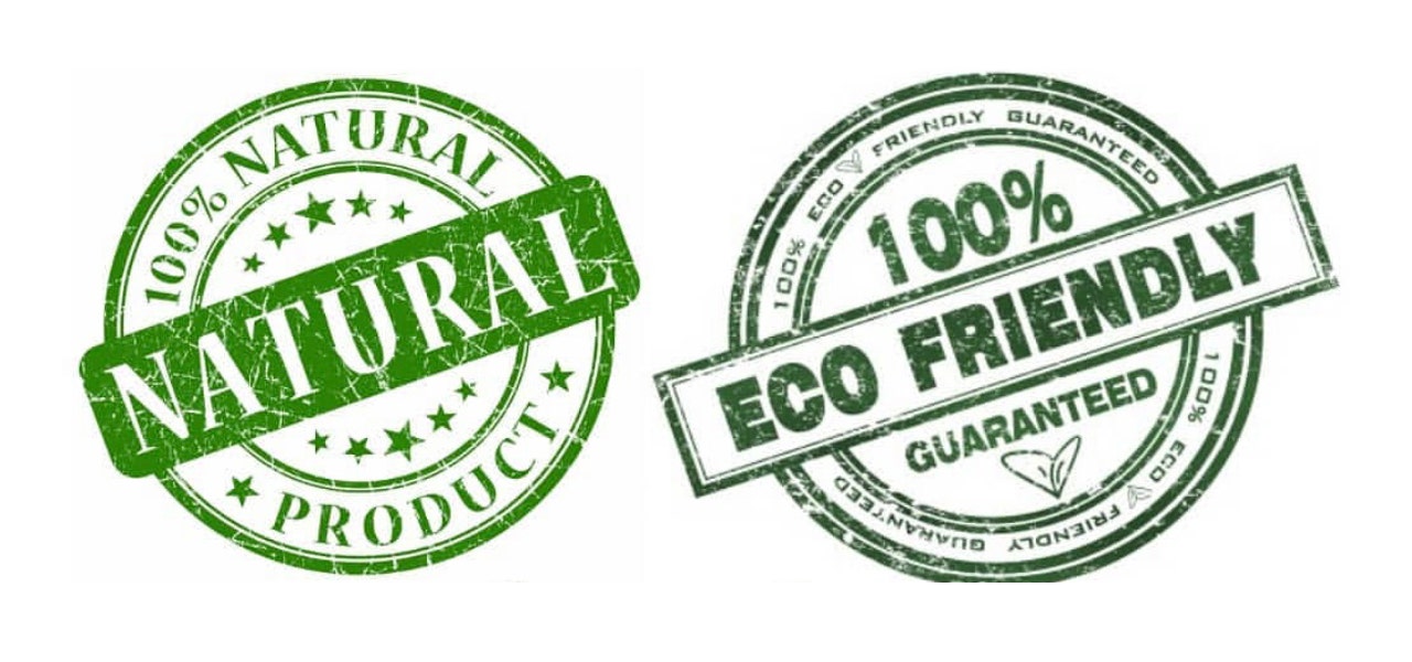 Graphics reading "100% All Natural Product" and "100% Eco-Friendly Guaranteed"