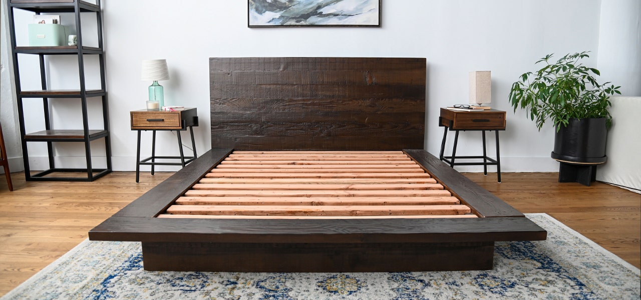 Wooden mattress foundation showing properly spaced slats