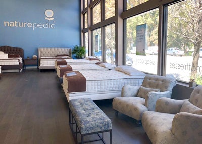 mattresses inside organic mattress gallery in Burlingame California