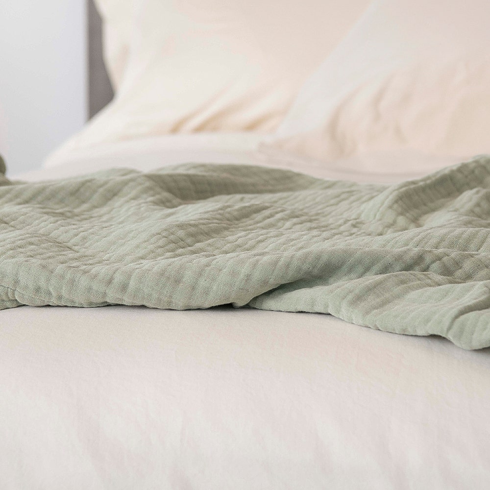 Muslin fabric on bed