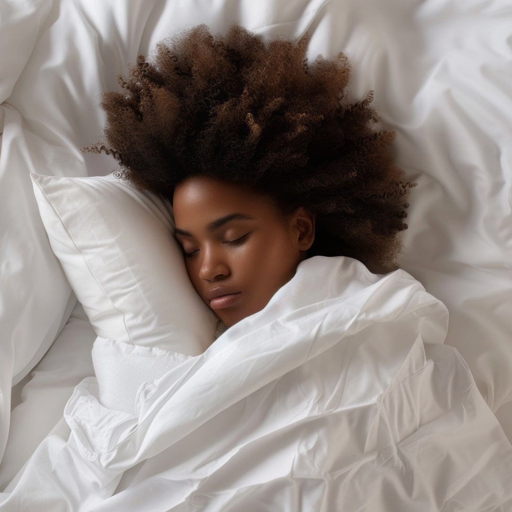 Woman comfortable in bed