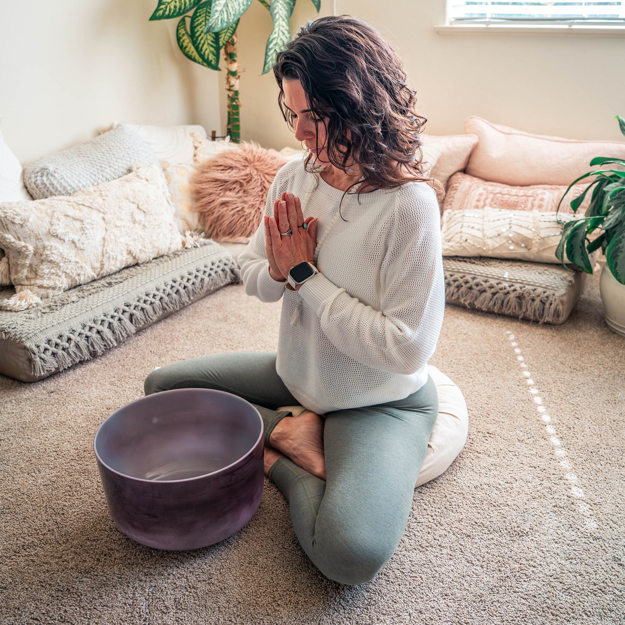 Meditation pillow, natural, front