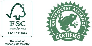 FSC Certified Logo C123979 and Rainforest Alliance Certified Logo