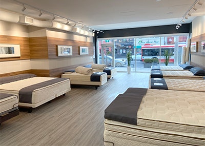 mattresses inside organic mattress gallery in Toronto Canada